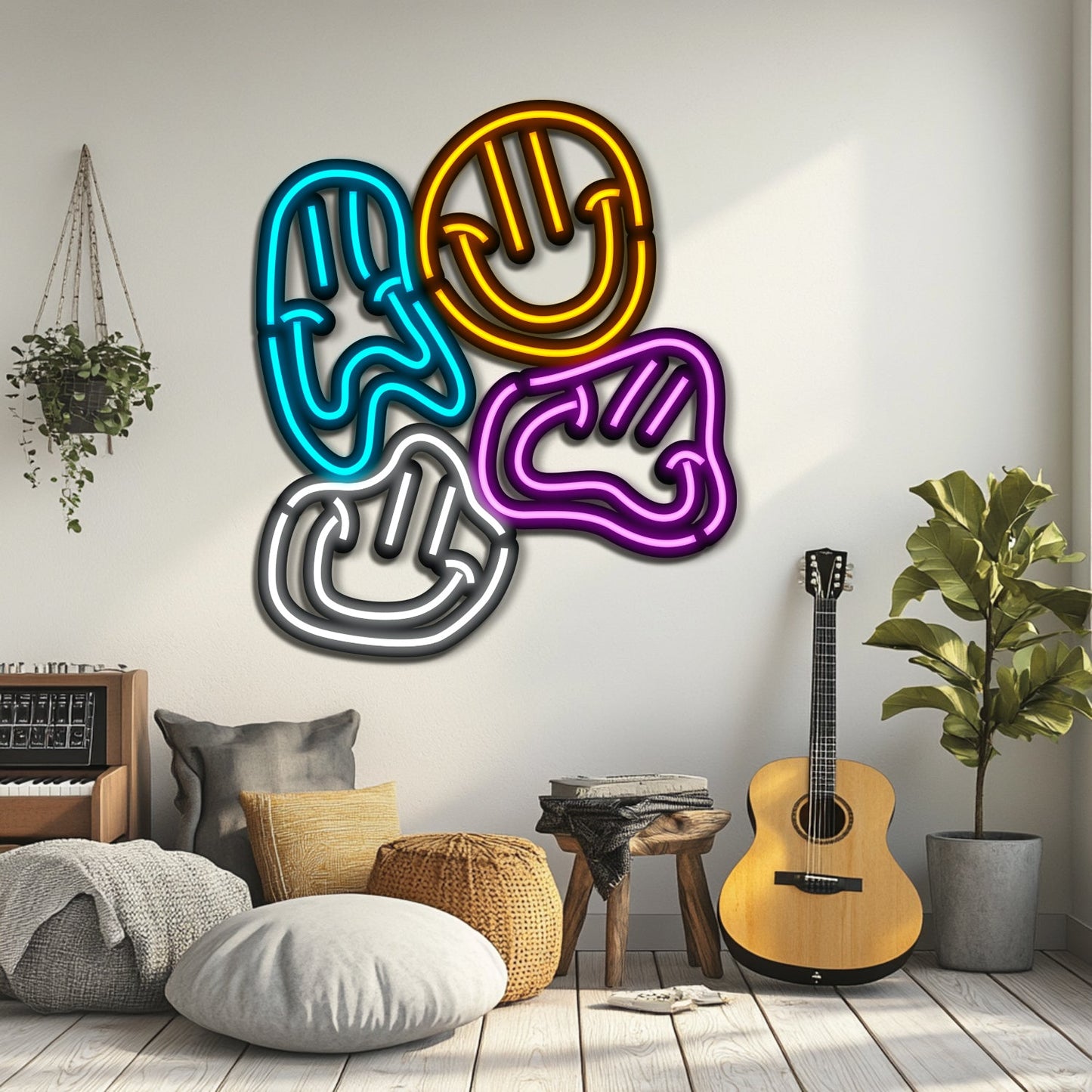 Colorful Smiles Metal Neon Wall Art- LN0185
