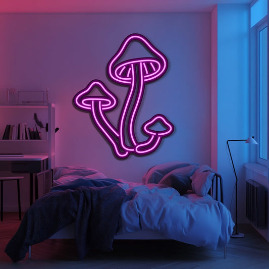 Mushrooms Metal Neon Wall Art- LN0163