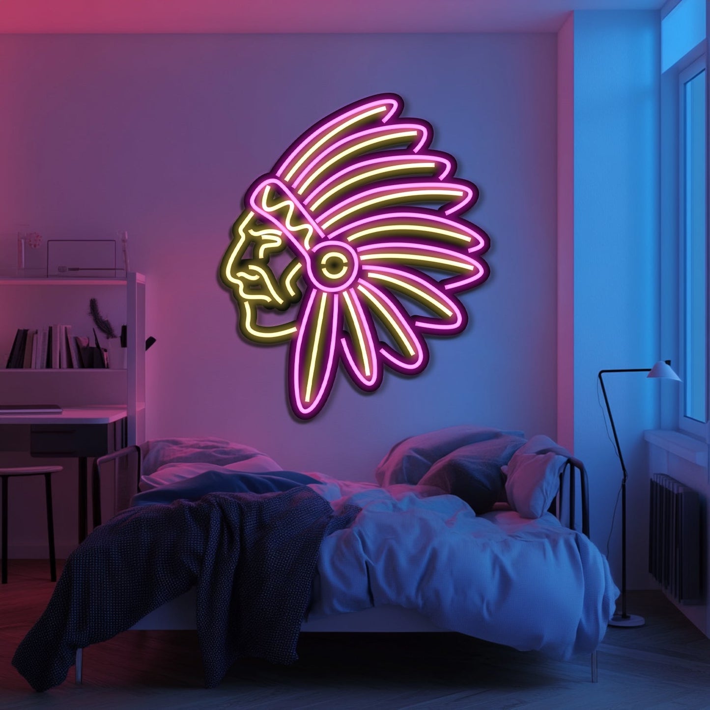 Indian Metal Apache Neon Wall Art- LN0195