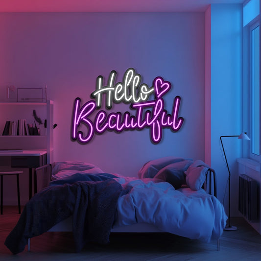 Hello Beautiful Metal Neon Wall Art- LN0233