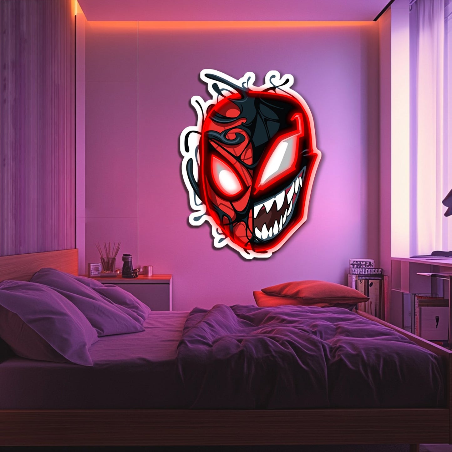 UV Printed Spider-Man Venom Neon Wall Art- LV0094