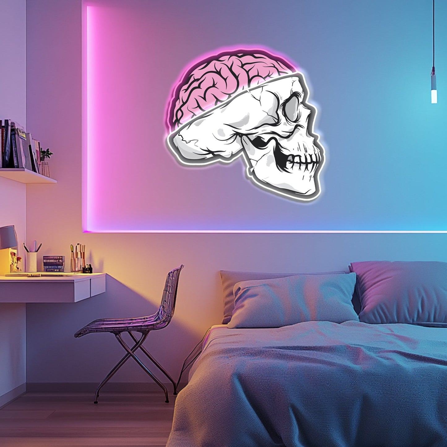 UV Printed Skull Brain Neon Wall Art- LV0097