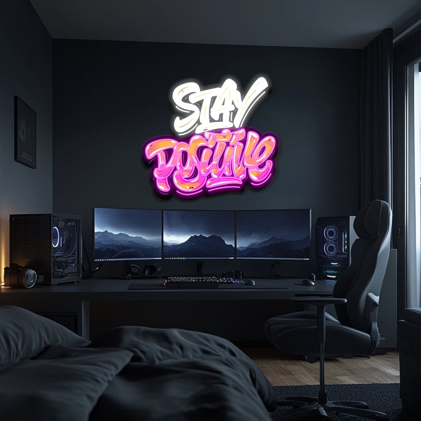 UV Printed Stay Positive Neon Wall Art- LV0095