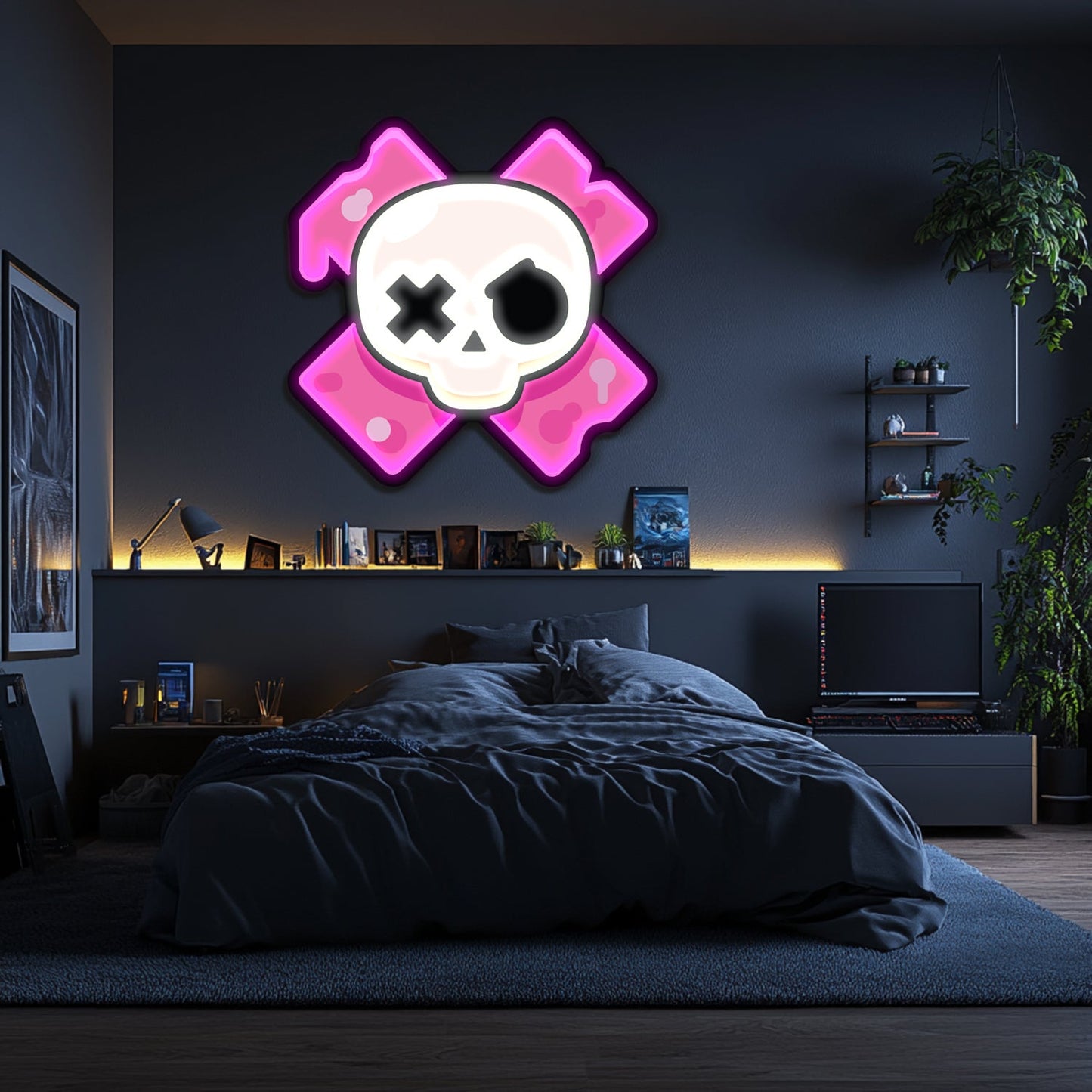 UV Printed Skull Neon Wall Art- LV0109