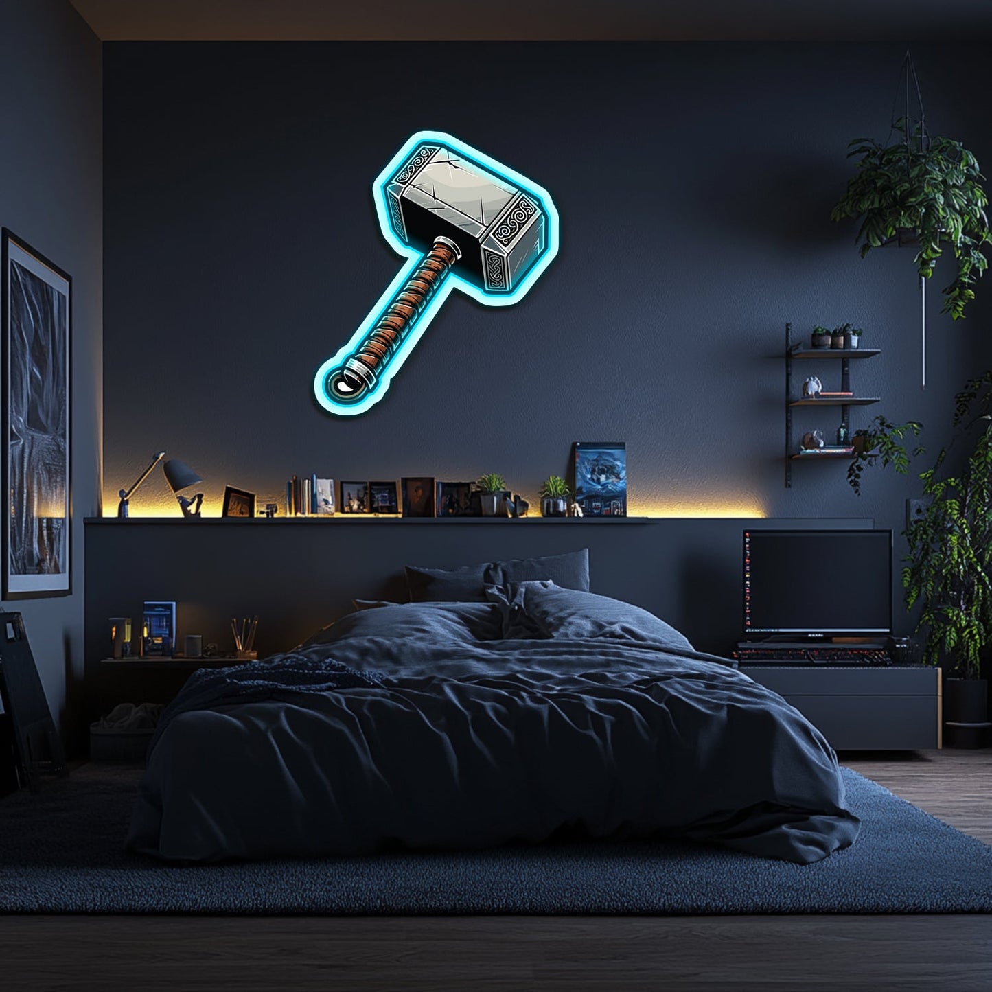 UV Printed Thor's Hammer Neon Wall Art- LV0096