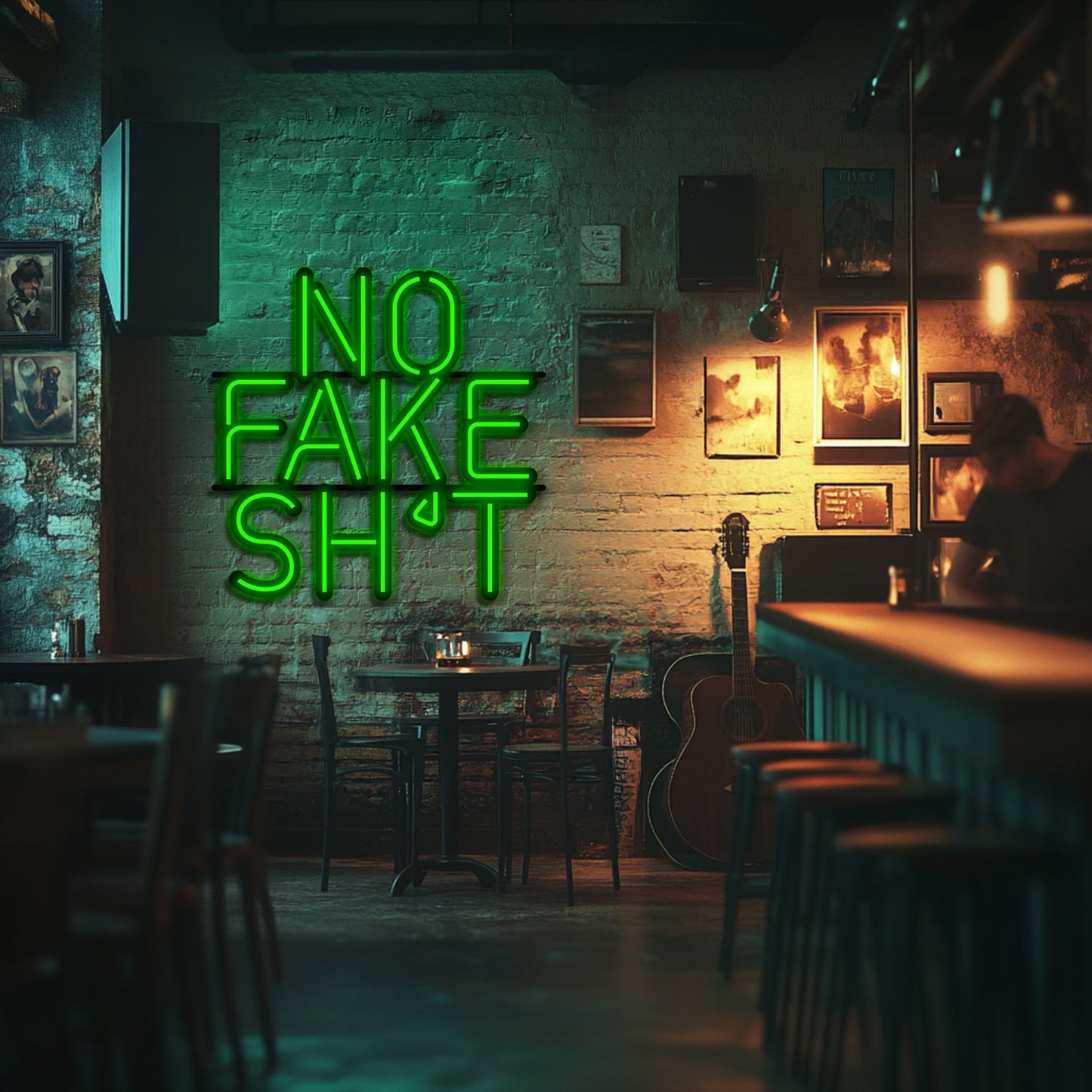 No Fake Shit Metal Neon Wall Art- LN0164