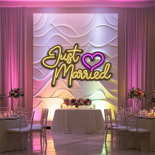 Just Married Wedding Metal Neon Wall Art- LN0153