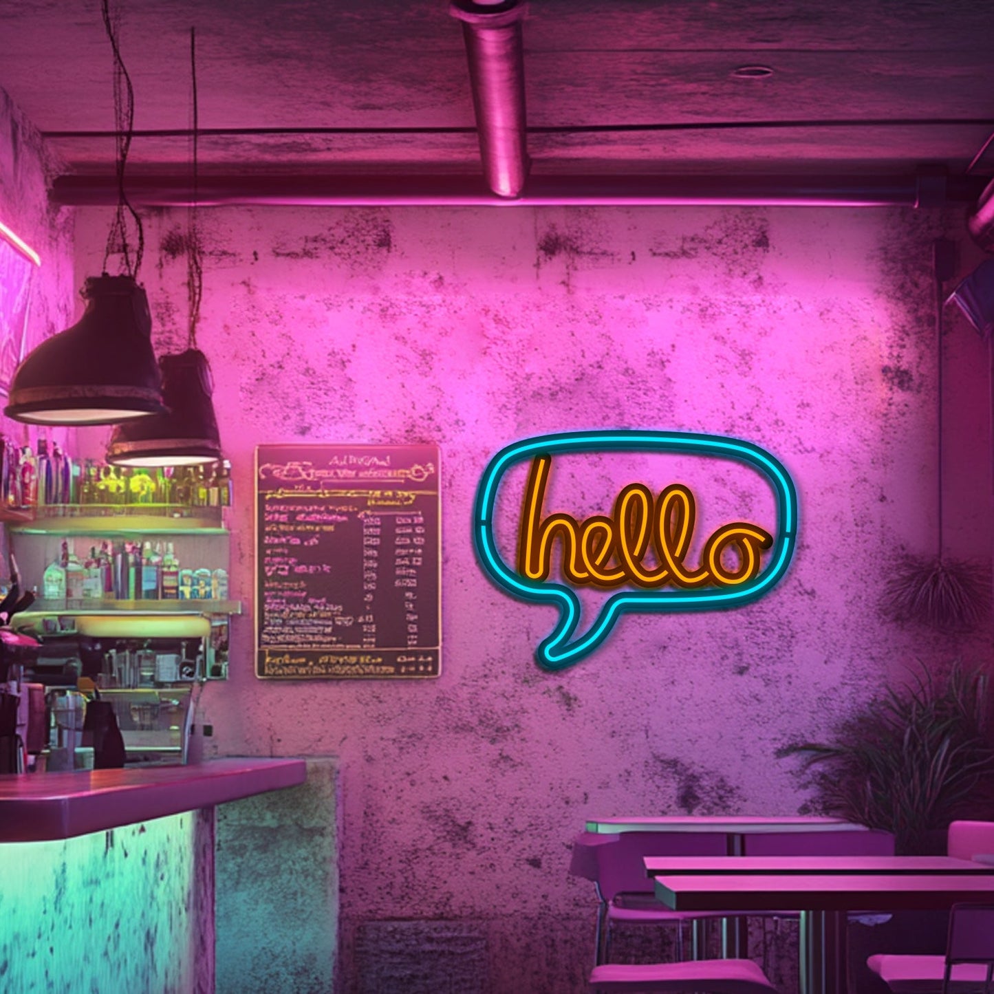 Hello Metal Neon Wall Art- LN0141