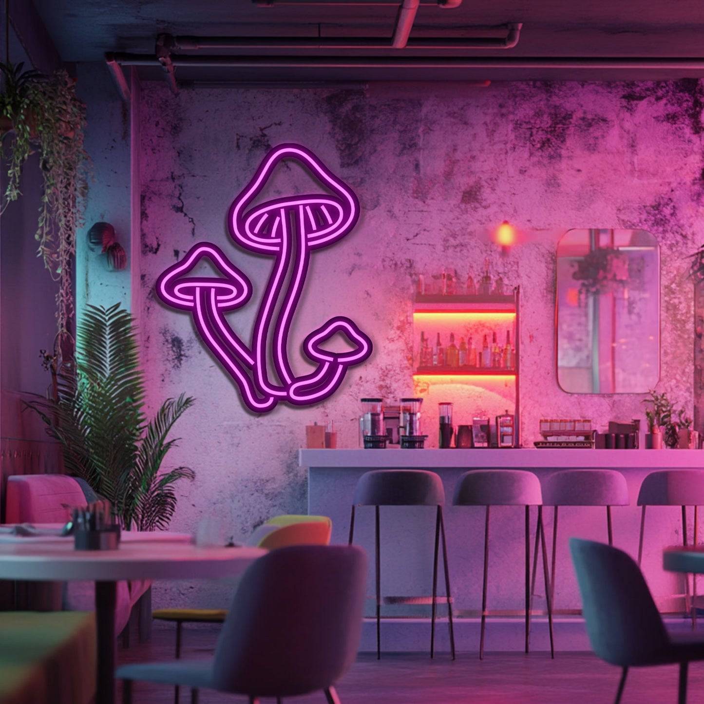 Mushrooms Metal Neon Wall Art- LN0163