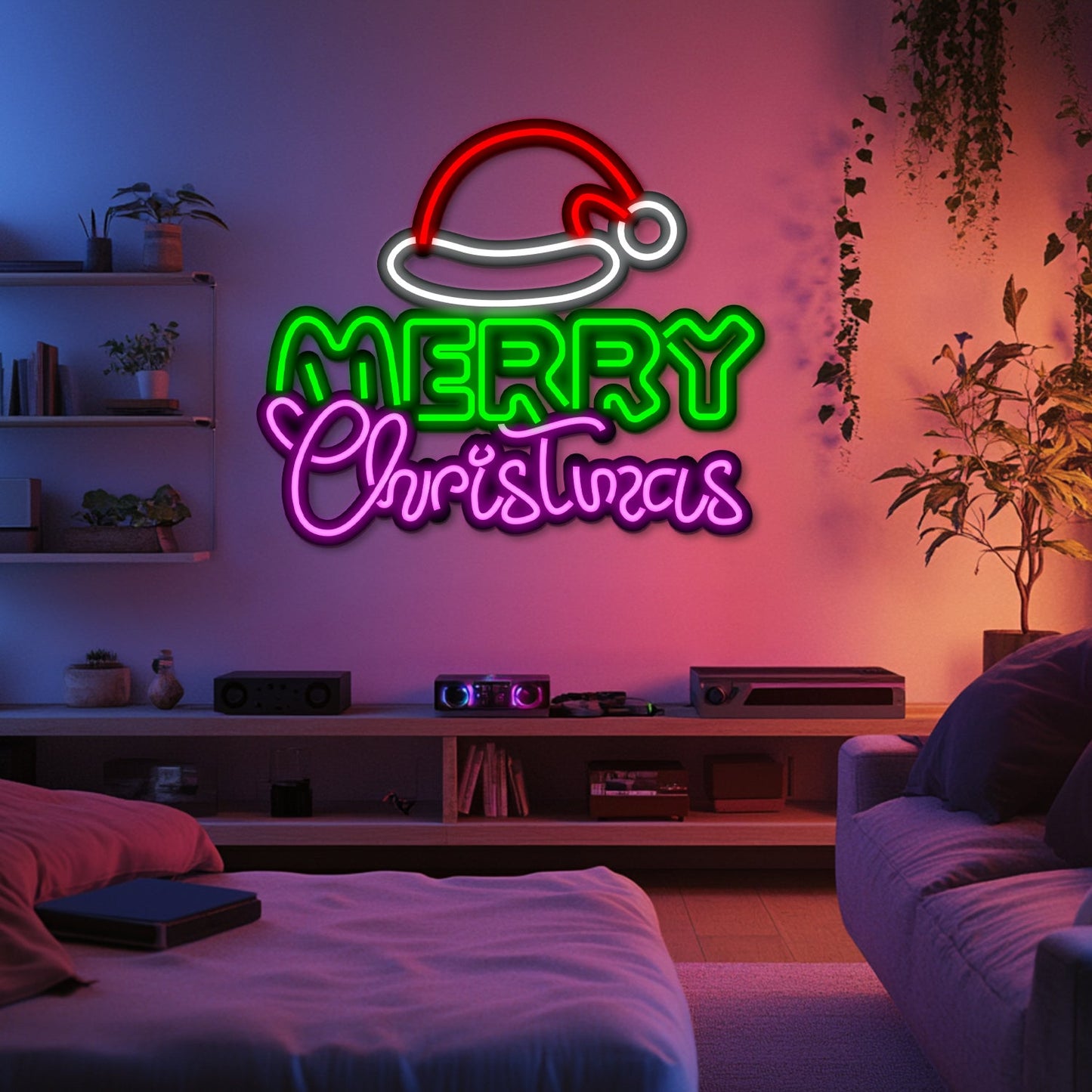 Merry Christmas Metal Neon Wall Art- LN0180
