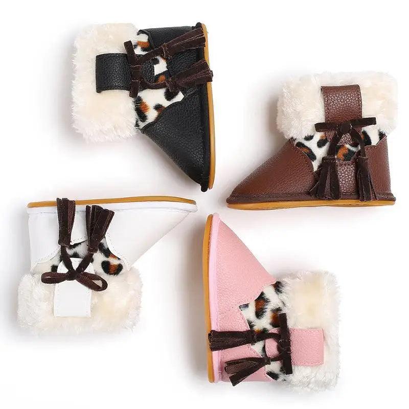 Modern Baby Leopard Print Rubber Sole Non-slip Baby Shoes Fashion Shoes Boots for Girls And Kids
