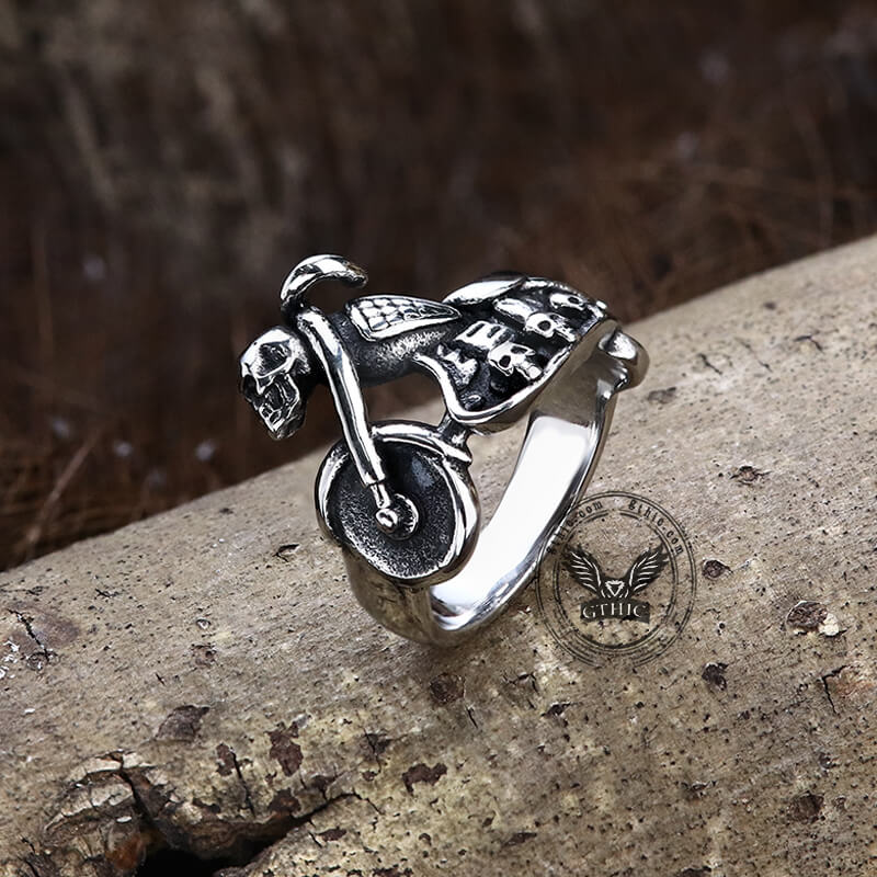 Motorcycle Skull Stainless Steel Biker Ring
