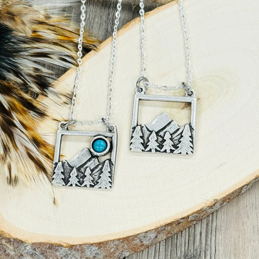 Turquoise nature necklace bohemian mountain jewelry