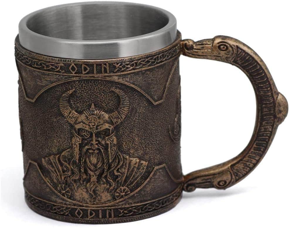Viking Nordic Odin Raven Stainless Steel Drinking Mug