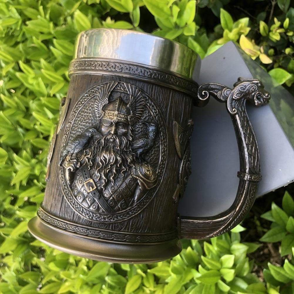 Ancient Treasures' Viking Thor and Odin Heavy Stainless Steel Tankard Mug