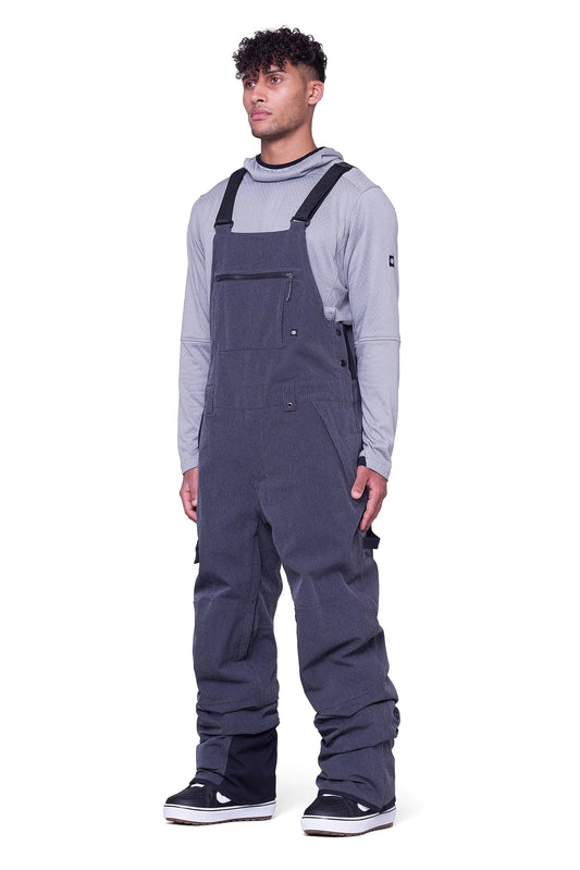 686 Mens Hot Lap Bib - Insulated Thermal Clothing Snow & Ski Bibs - Water & Weather Resistant - Black Denim Large