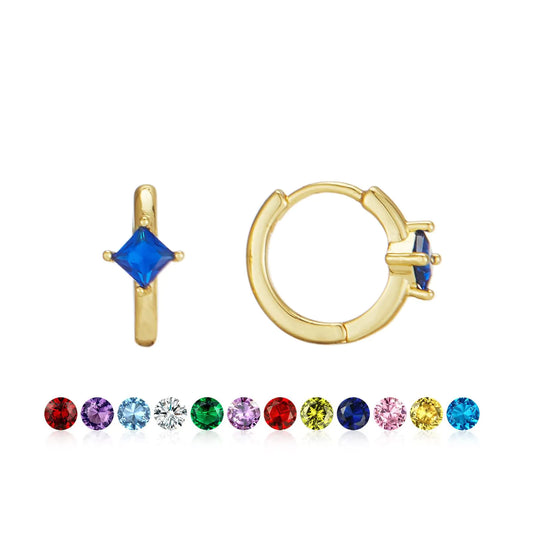 Gold Earrings for Women Trendy Emerald Birthstone Earrings Dainty Small Gold Huggie Hoop Earrings 14k Gold Plated Earrings Cubic Zirconia Earrings Birthday Gifts for Women Gold Jewelry