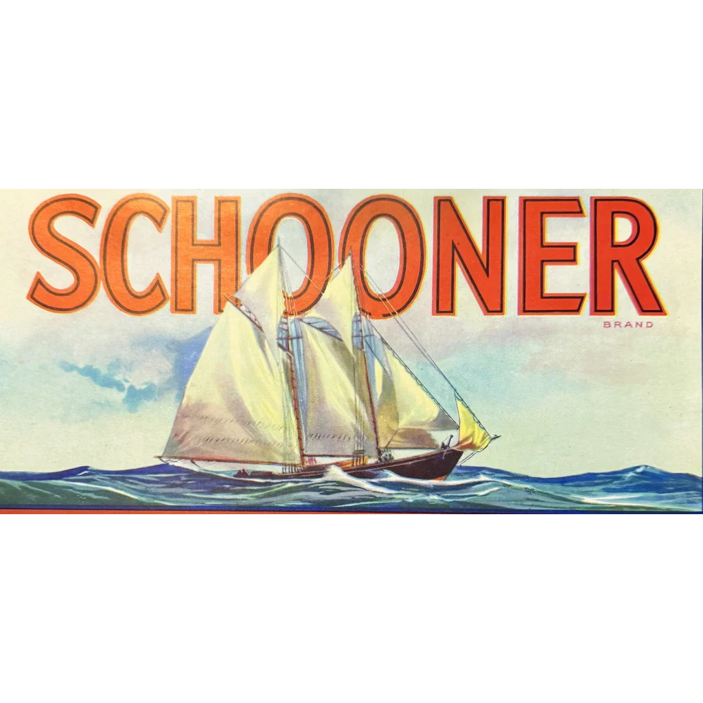 Nautical 1930s Schooners Lemons Crate Label from Santa Barbara