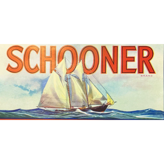 Nautical 1930s Schooners Lemons Crate Label from Santa Barbara