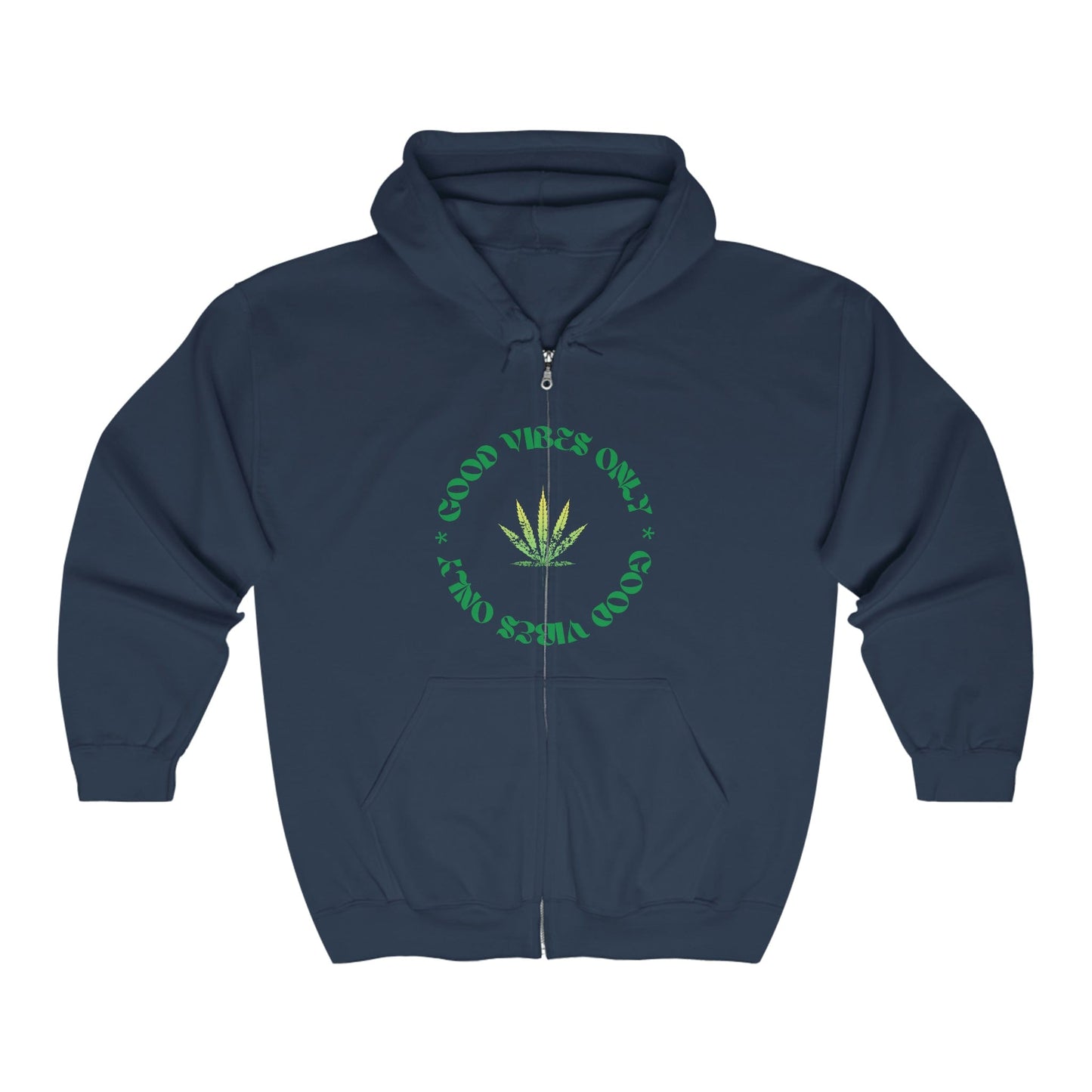 Good Vibes Only Men's Weed Zip Up Hoodie