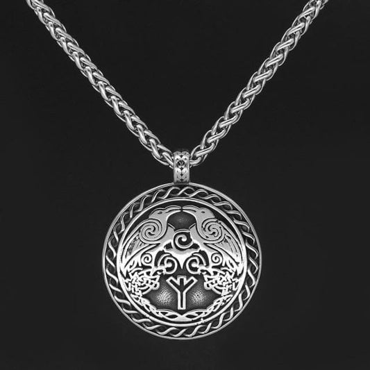 Vikings Raven Hugin and Munin Stainless Steel Necklace