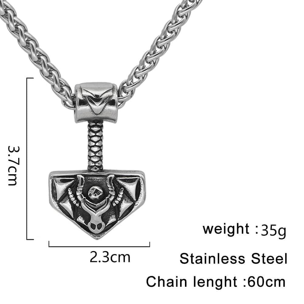 Vikings Nordic Thor Hammer Stainless Steel Necklace