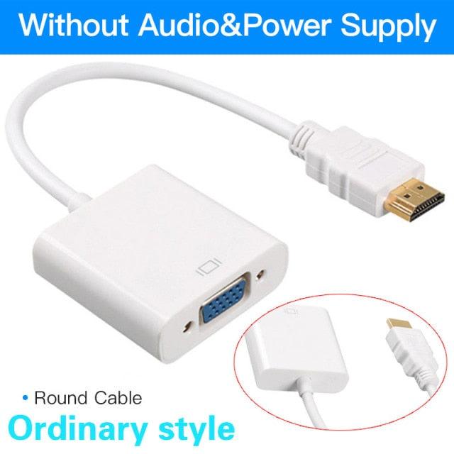 New HDMI To VGA Adapter Digital To Analog Video Audio Converter Cable Gold-Plated HDMI To VGA Adapter Black Design 1080p For Laptop TV Projector Gaming