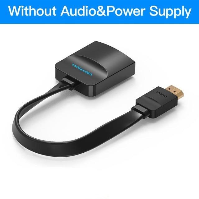 New HDMI To VGA Adapter Digital To Analog Video Audio Converter Cable Gold-Plated HDMI To VGA Adapter Black Design 1080p For Laptop TV Projector Gaming