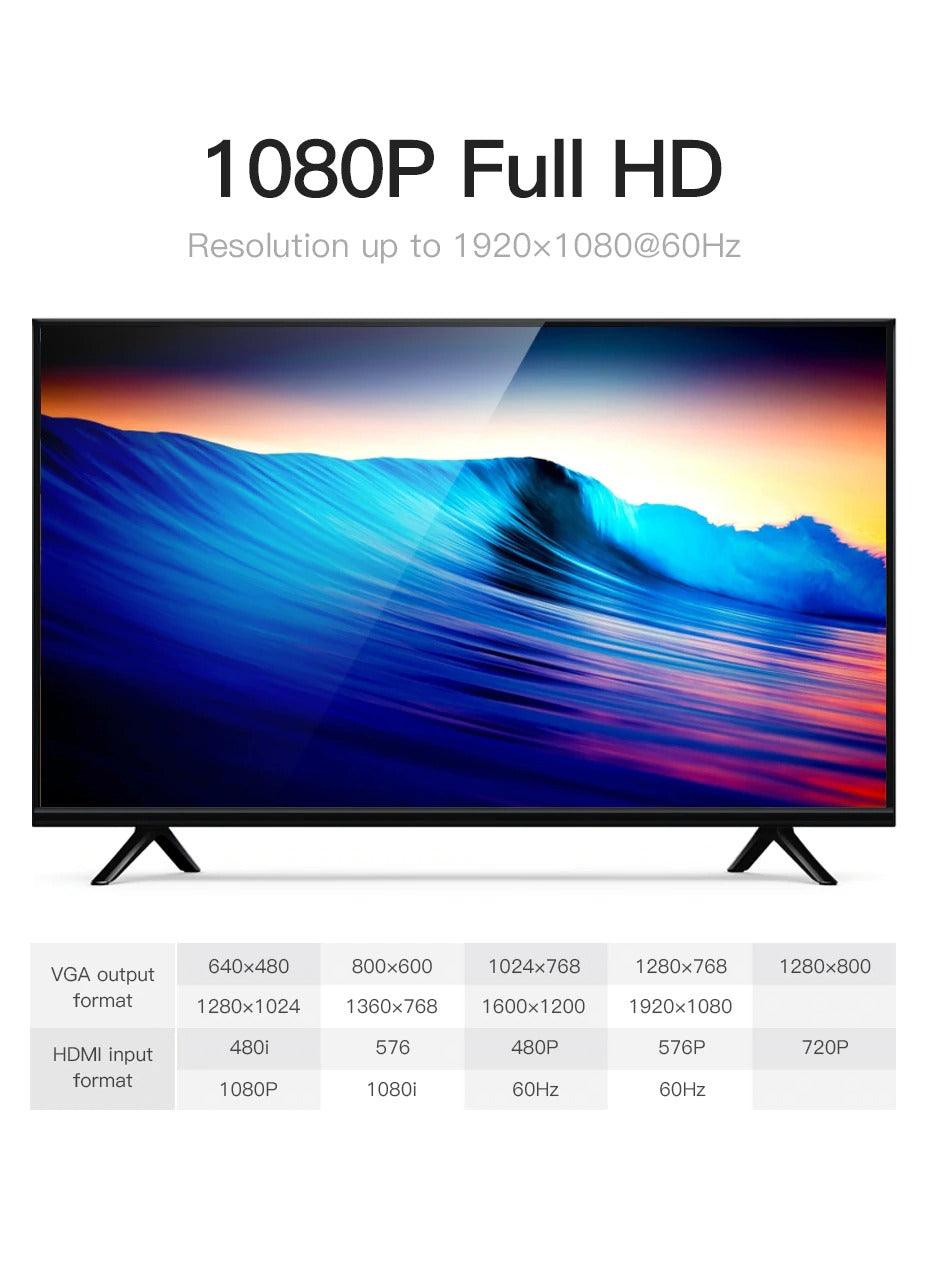 New HDMI To VGA Adapter Digital To Analog Video Audio Converter Cable Gold-Plated HDMI To VGA Adapter Black Design 1080p For Laptop TV Projector Gaming