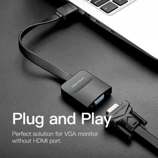 New HDMI To VGA Adapter Digital To Analog Video Audio Converter Cable Gold-Plated HDMI To VGA Adapter Black Design 1080p For Laptop TV Projector Gaming