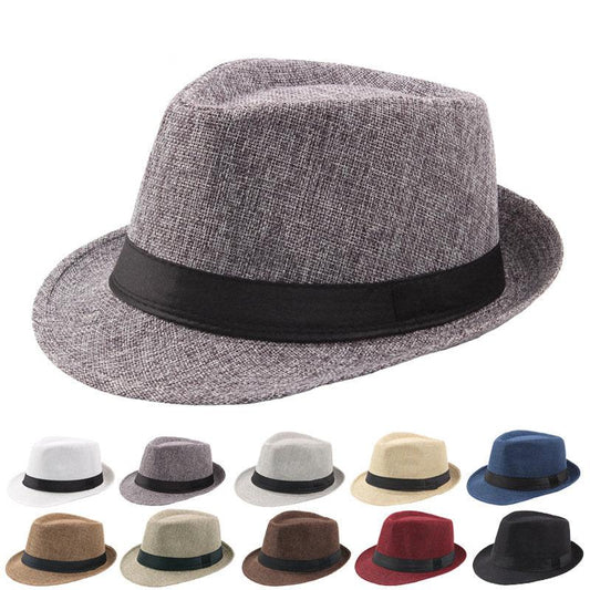 New Spring Summer Retro Men's Hats Fedoras Classic Simple Hat Vintage Short Brim Warm Fedora Hat Belt Design Elegant Summer Sun Hat For Men Summer Accessories UV Protection 58cm