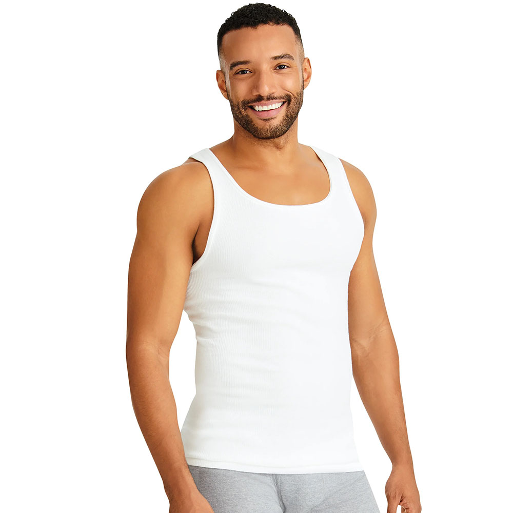6-Pack Hanes Men's ComfortSoft 100% Cotton Tagless Undershirt- Tank, V-Neck, Crew