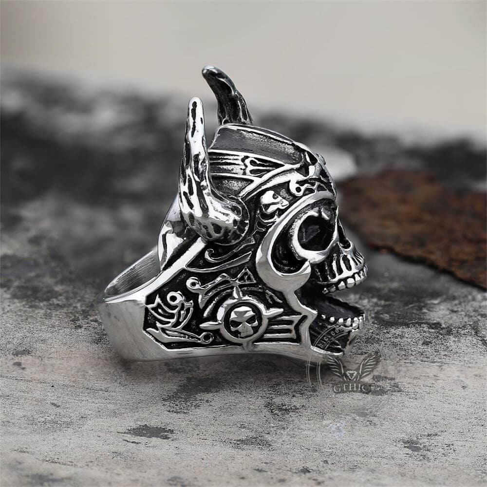 Nordic God of War Viking Warrior Skull Ring