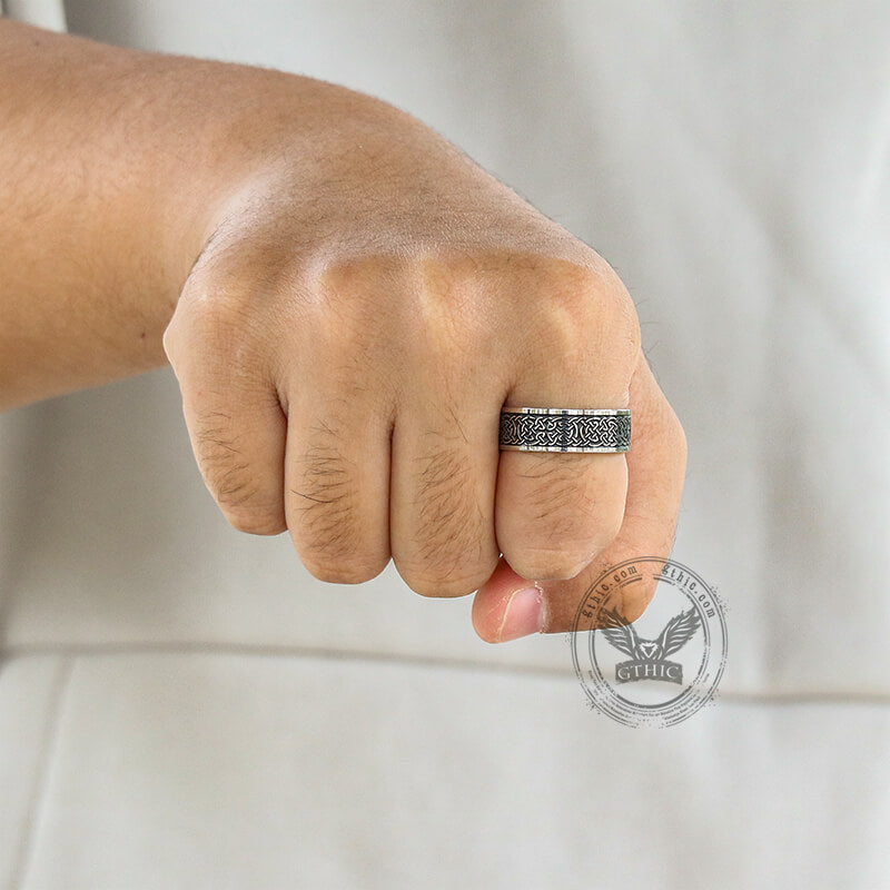 Nordic Celtic Knot Stainless Steel Viking Ring