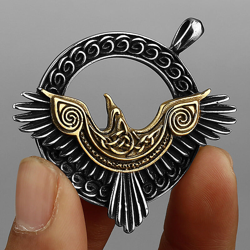 Nordic Odin Raven Stainless Steel Viking Pendant