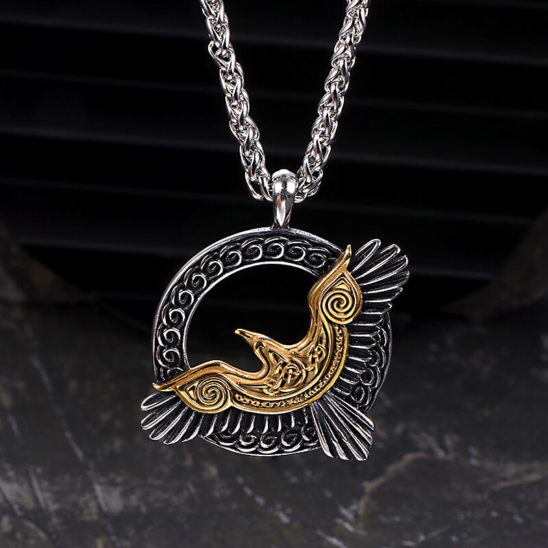 Nordic Odin Raven Stainless Steel Viking Pendant