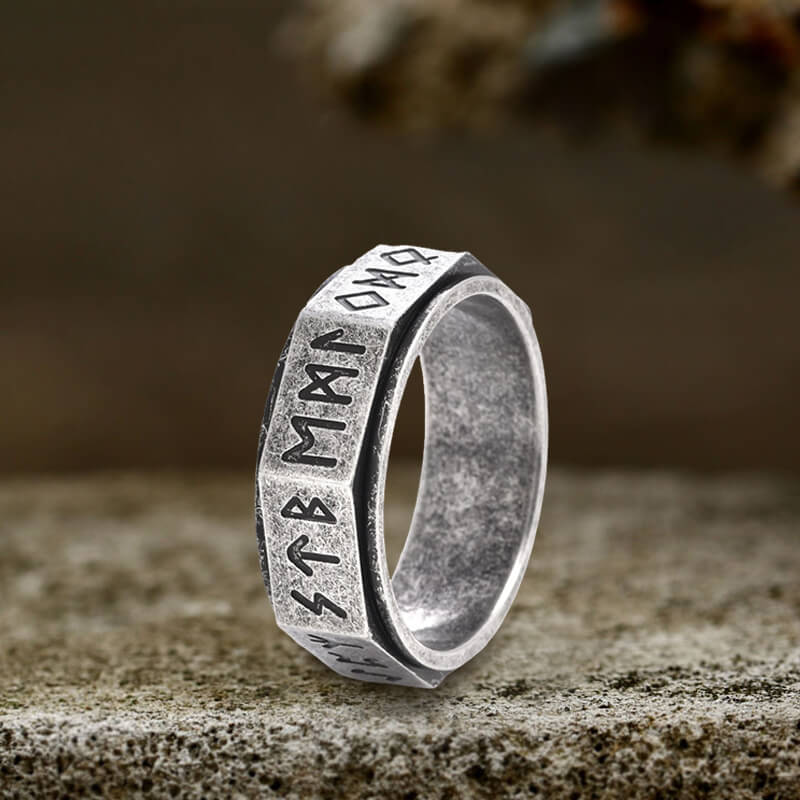 Nordic Rune Stainless Steel Spinner Ring