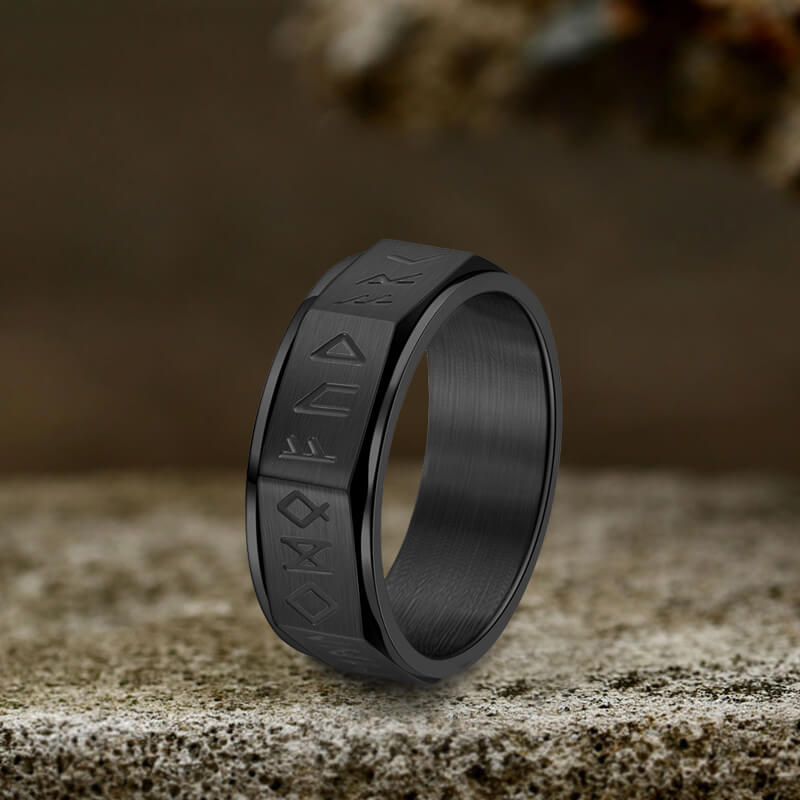 Nordic Rune Stainless Steel Spinner Ring