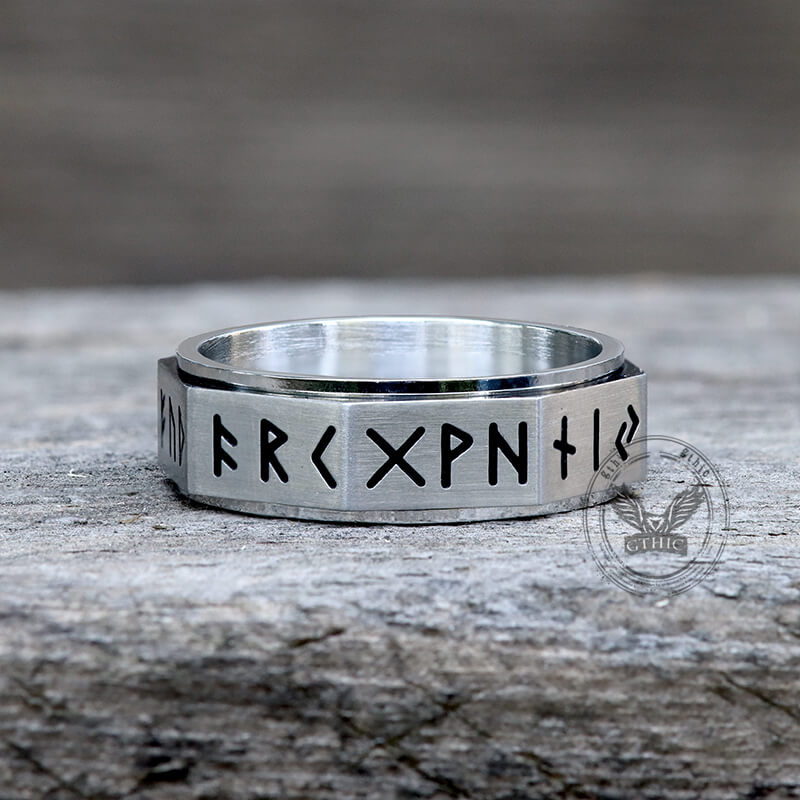 Nordic Rune Stainless Steel Spinner Ring