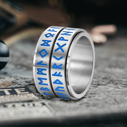Nordic Viking Rune Luminous Stainless Steel Spinner Ring