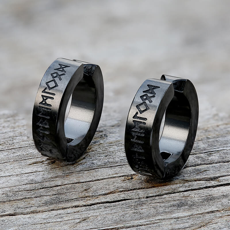 Nordic Viking Runes Stainless Steel Earrings