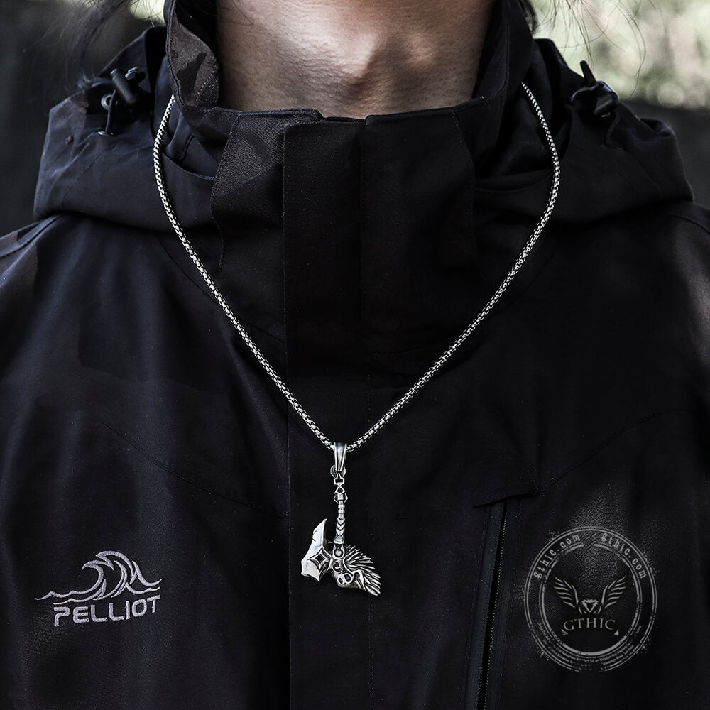 Nordic Viking Tomahawk Pure Tin Necklace