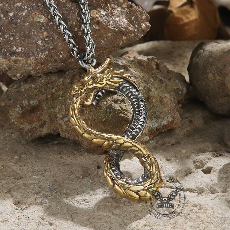 Norse Dragon Stainless Steel Ouroboros Pendant