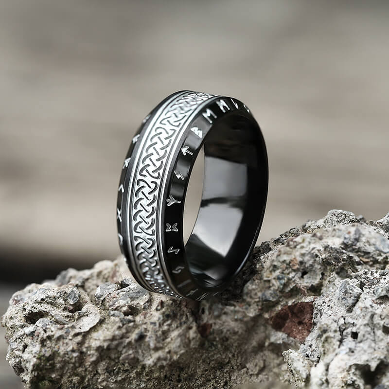 Norse Runes Celtic Knot Stainless Steel Viking Ring