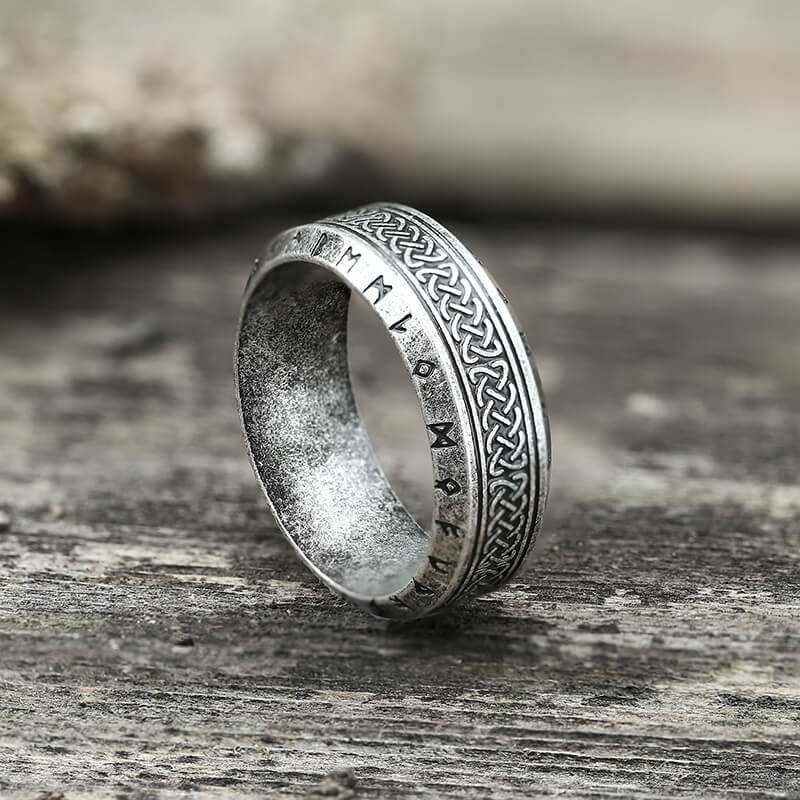 Norse Runes Celtic Knot Stainless Steel Viking Ring