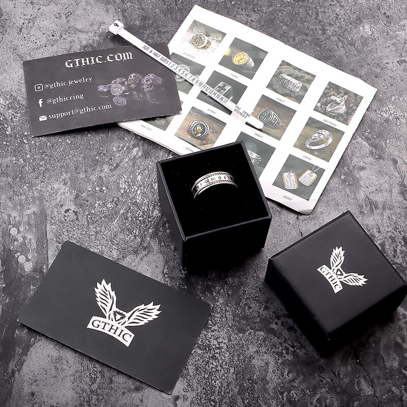 Norse Runes Twist Chain Stainless Steel Viking Ring