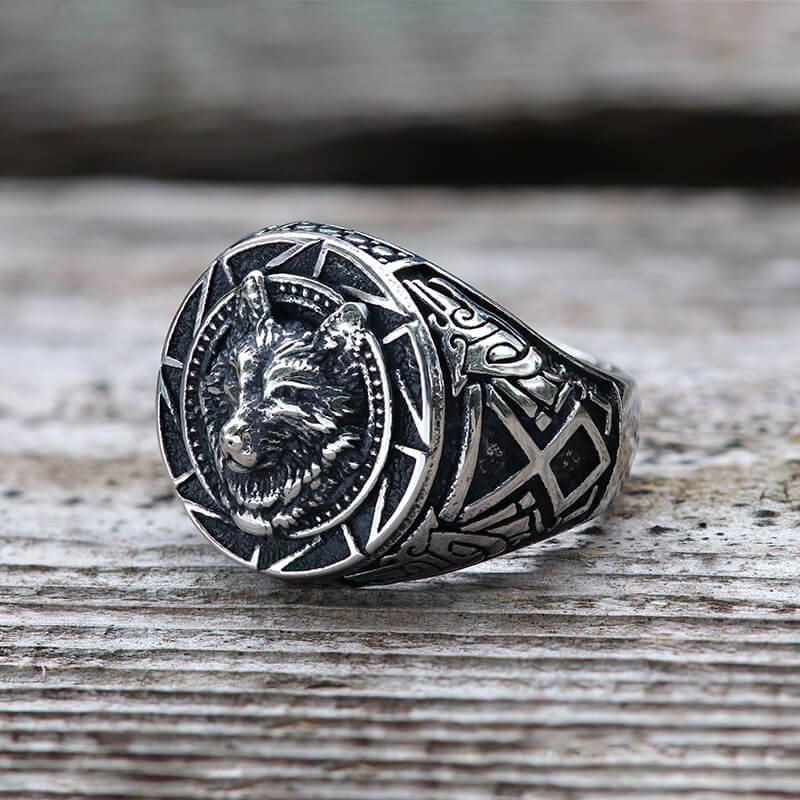Norse Slavic Wolf Stainless Steel Viking Ring