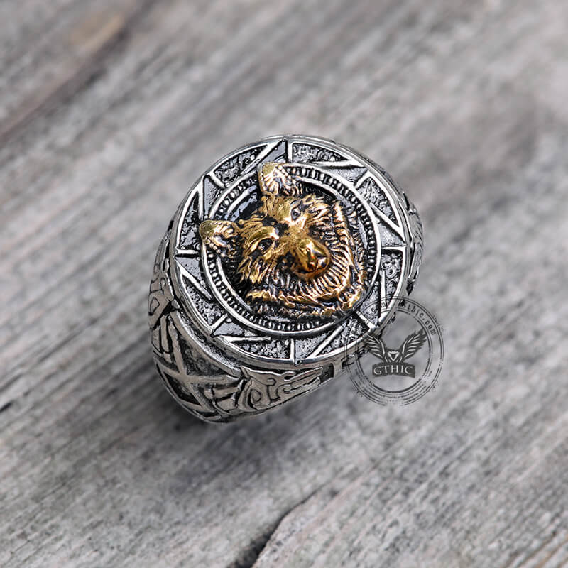 Norse Slavic Wolf Stainless Steel Viking Ring