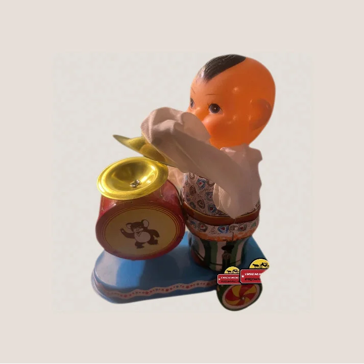 Nostalgic Vintage Clockwork Tin Boy Drummer Toy Works Perfectly