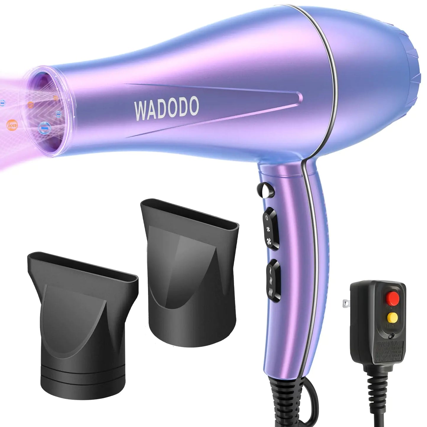 WADODO Ionic Hair Dryer 2200W Professional Blow Dryer Fast Drying Travel Hair Dryer AC Motor Constant Temperature Low Noise Hair Dryers Curly Hair Hairdryer Blowdryer for Women Men(Mermaid Color)